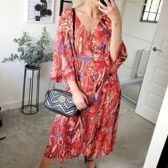 New ZARA SS21 Metallic Thread Printed Dress Multicolored NWT Size Large - Picture 3 of 13